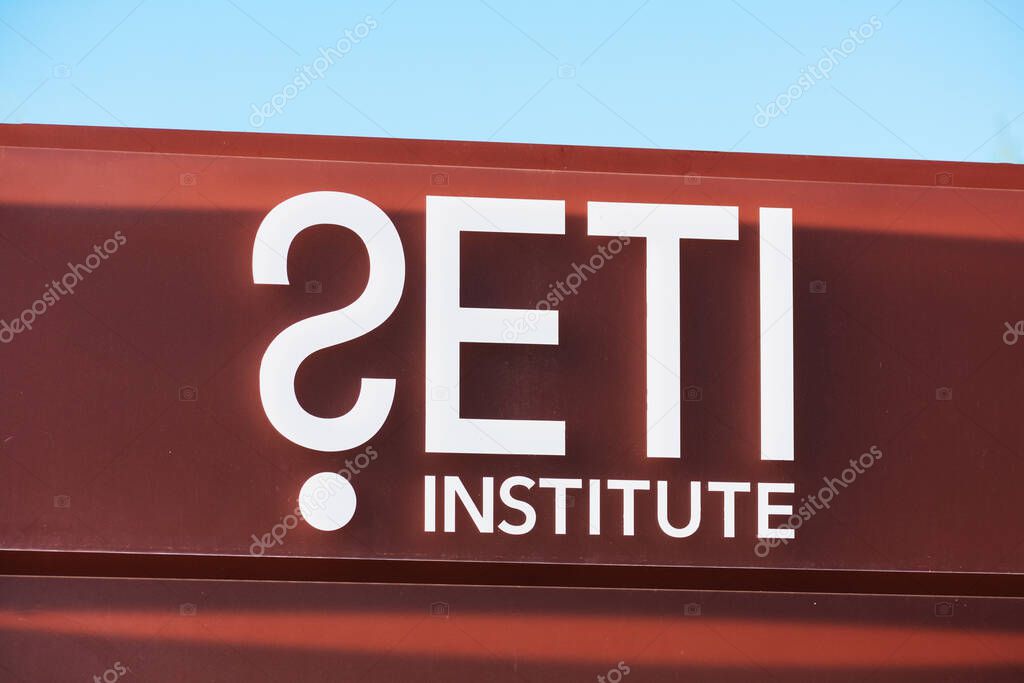 SETI Institute sign, logo near a not-for-profit research organization headquarters in Silicon Valley - Mountain View, California, USA - 2021