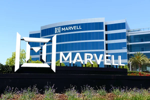 Logotipo Marvell Firma Sede Marvell Technology Silicon Valley Santa Clara — Foto de Stock