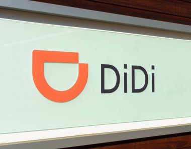 DiDi logo, sign at Silicon Valley office of DiDi Chuxing, Chinese transportation company. - Mountain View, California, USA - 2021 clipart