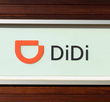 DiDi logo, sign at Silicon Valley office of DiDi Chuxing, Chinese transportation company. - Mountain View, California, USA - 2021 clipart