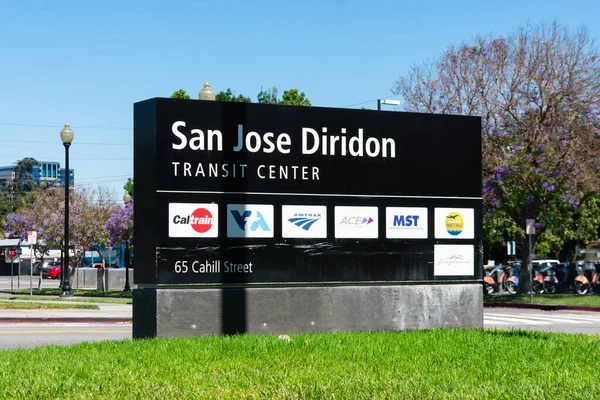 San Jose Diridon Transit Center Bord Met Logo Namen Van — Stockfoto