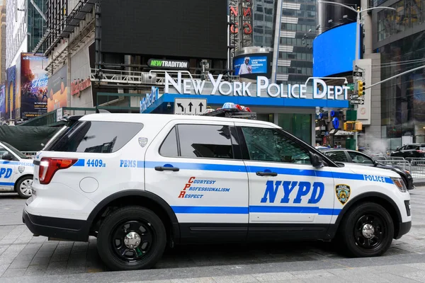 Nypd Polisfordon Parkerade Vid New York Police Department Station Times — Stockfoto