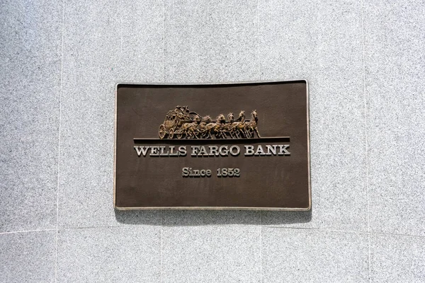 Wells Fargo Bank Stagecoach Plaque Bank Headquarters San Francisco California — Stock Photo, Image