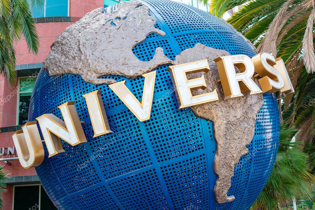 Universal Globe sign, logo at Universal Music Group office. - Santa Monica, California, USA - 2020