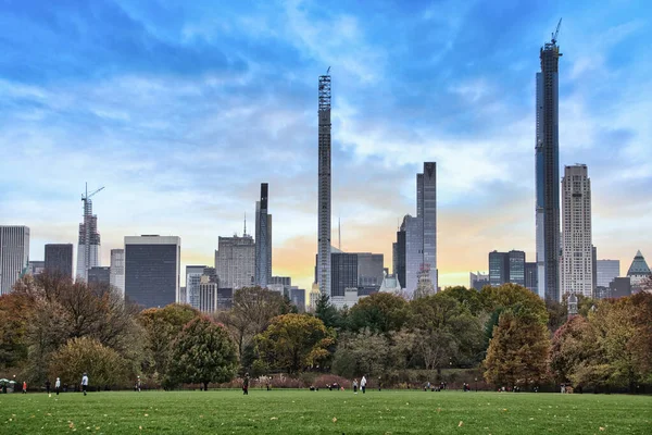 Central Park View Trees Skyscrapers Background — Stock Photo, Image