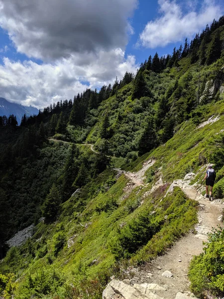 Une Vue Panoramique Sur Les Montagnes Alpines Par Une Belle — Photo