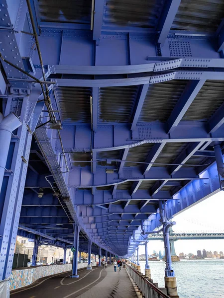 New York City Usa Oktober 2019 Blauwe Brug Eronder Lopen — Stockfoto