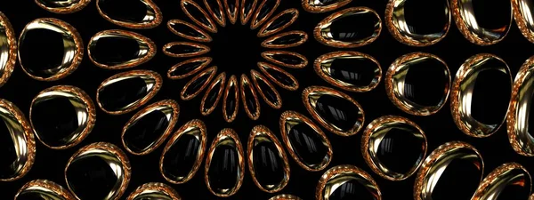 Abstract Black and Gold background. 3d rendering