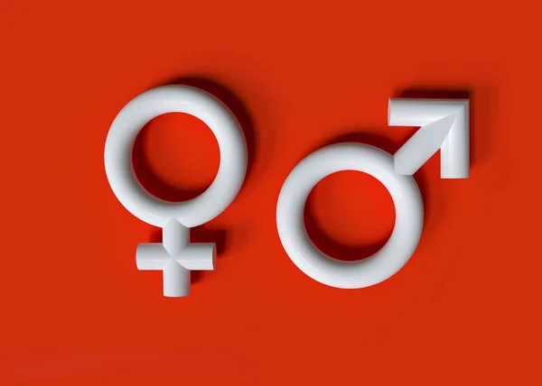 Gender Symbol Weißes Symbol Auf Rotem Hintergrund Illustration — Stockfoto