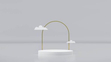 Ürün tanıtımı için üç boyutlu soyut estetik podyum sahnesi. Hafif pastel renk grafik kaynakları.