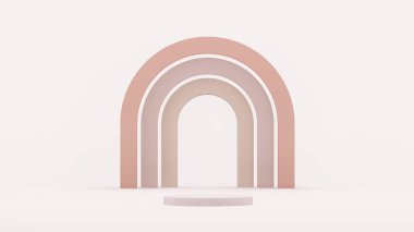 Ürün tanıtımı için üç boyutlu soyut estetik podyum sahnesi. Hafif pastel renk grafik kaynakları.