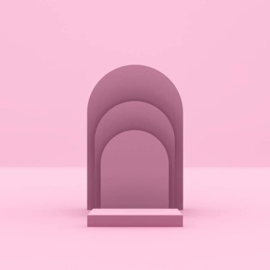 Ürün tanıtımı için üç boyutlu soyut estetik podyum sahnesi. Hafif pastel renk grafik kaynakları.