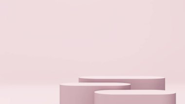 Ürün tanıtımı için üç boyutlu soyut estetik podyum sahnesi. Hafif pastel renk grafik kaynakları.