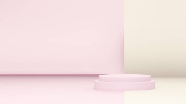 Ürün tanıtımı için üç boyutlu soyut estetik podyum sahnesi. Hafif pastel renk grafik kaynakları.