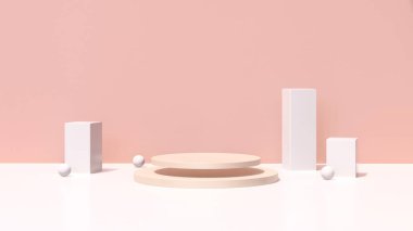 Ürün tanıtımı için basit bir arkaplanı olan 3d görüntüleme boş uzay podyumu.