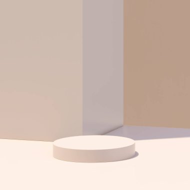 Ürün tanıtımı için basit bir arkaplanı olan 3d görüntüleme boş uzay podyumu.