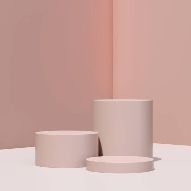 Ürün tanıtımı için basit bir arkaplanı olan 3d görüntüleme boş uzay podyumu.