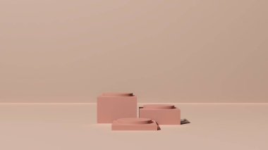 Ürün tanıtımı için basit bir arkaplanı olan 3d görüntüleme boş uzay podyumu.