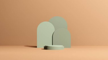 Ürün tanıtımı için basit bir arkaplanı olan 3d görüntüleme boş uzay podyumu.