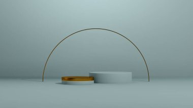 Ürün tanıtımı için basit bir arkaplanı olan 3d görüntüleme boş uzay podyumu.
