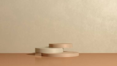 Ürün tanıtımı için basit bir arkaplanı olan 3d görüntüleme boş uzay podyumu.