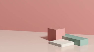 Ürün tanıtımı için basit bir arkaplanı olan 3d görüntüleme boş uzay podyumu.