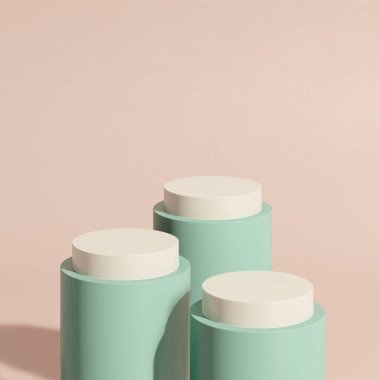 Ürün tanıtımı için basit bir arkaplanı olan 3d görüntüleme boş uzay podyumu.