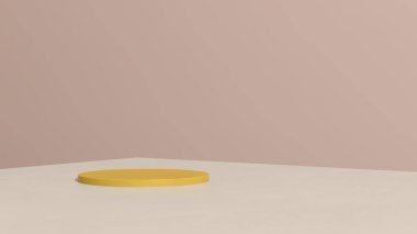 Ürün tanıtımı için basit bir arkaplanı olan 3d görüntüleme boş uzay podyumu.