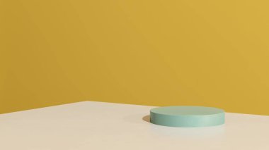 Ürün tanıtımı için basit bir arkaplanı olan 3d görüntüleme boş uzay podyumu.