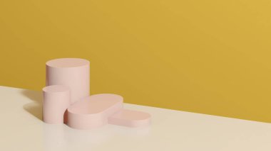 Ürün tanıtımı için basit bir arkaplanı olan 3d görüntüleme boş uzay podyumu.