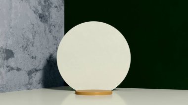 Ürün tanıtımı için basit bir arkaplanı olan 3d görüntüleme boş uzay podyumu.