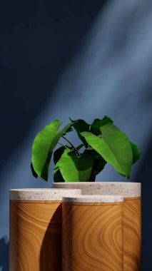 En küçük sahne, 3D model model şablon terrazzo desen kıvrımlı silindir portrede