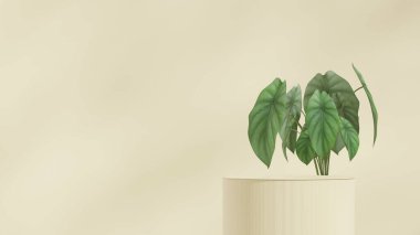 peyzajda sarı renkli kıvrımlı silindir en küçük sahne, 3D sahne modellemesi