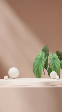 3d canlandırma sahnesi portre küresi arkaplanındaki beyaz renk eğimli blok