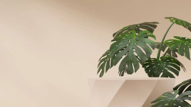 kahverengimsi altıgen şekil peyzajda minimal sahne, 3D görüntüleme boş model