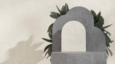 3d resim boş alan beton dokusu altıgen şekil peyzaj kemeri arkaplanı