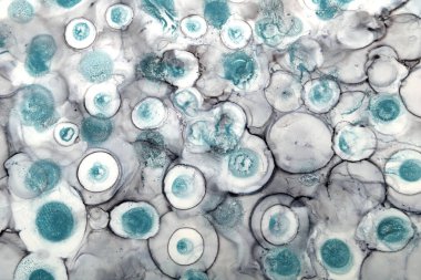 Gri-mavi arkaplanda yeşil noktaların sanat arkaplanı