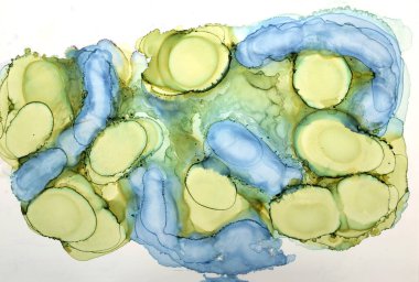 Yeşil renklerdeki mürekkep lekelerinin sanat arkaplanı