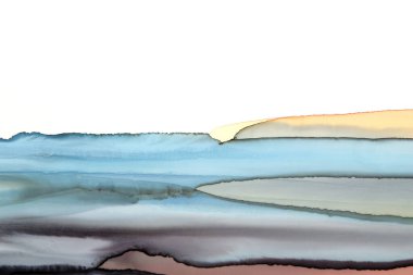 Beyaz kağıttaki mavi lekelerin soyut arkaplanı