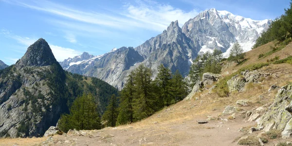 Glaciar Mont Blanc Panorama Maciço Refúgio Bertone — Fotografia de Stock