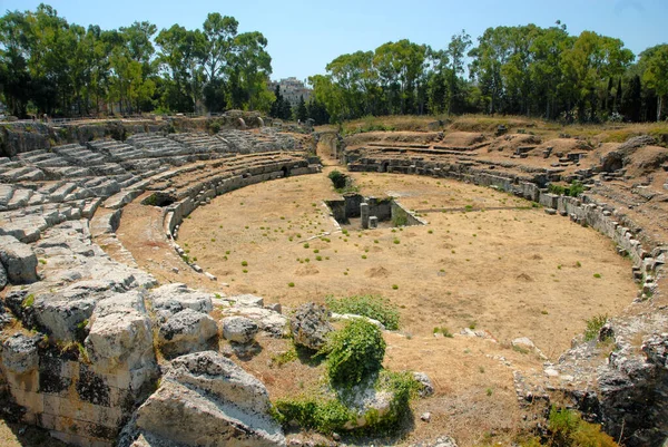 Amphithéâtre Romain Syracuse Est Une Des Constructions Les Représentatives Début — Photo