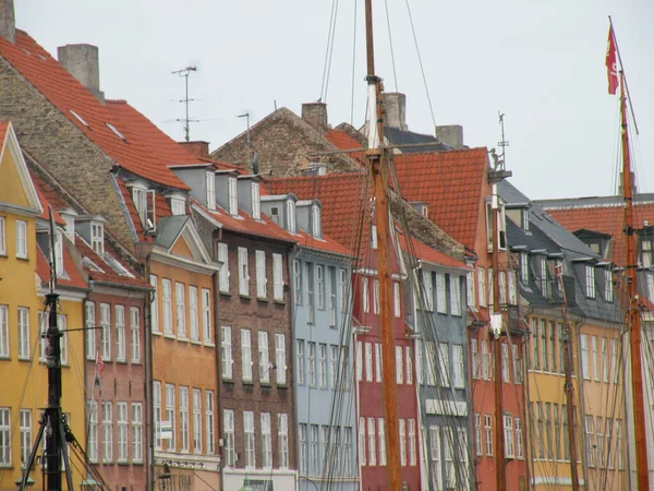 Nyhavn Old Port Copenhagen Colorful Houses Reflected Nyhavn — стоковое фото