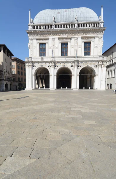 Loggia Palácio Renascentista Localizado Praça Loggia Centro Brescia — Fotografia de Stock