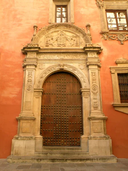 Espléndido Portal Barroco Del Edificio Naranja Curia Metropolitana Junto Catedral — Foto de Stock