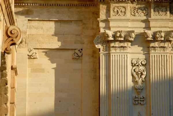 details and golden ornaments of Baroque architecture of the Cathedral of Lecce which is the Cathedral \
