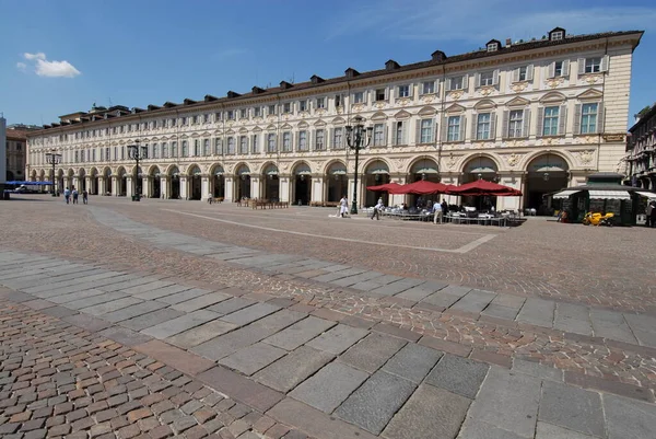 Piazza San Carlo Sala Estar Turim Famosa Por Seus Palácios — Fotografia de Stock