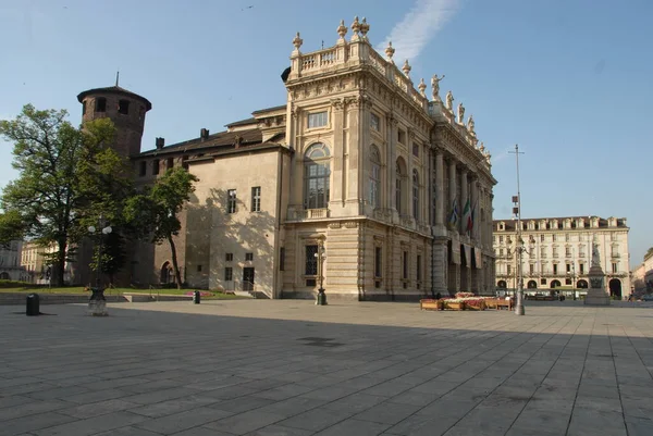 Palazzo Madama Egy Történelmi Épület Található Piazza Castello Torinóban Egy — Stock Fotó