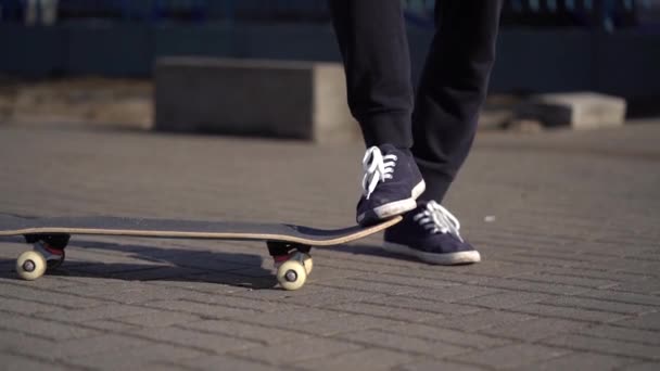 Truco Fresco Skate Callejero Movimiento Del Pie — Vídeos de Stock