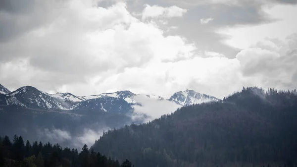 Incrível Vista Das Poderosas Montanhas Cobertas Neve — Fotografia de Stock