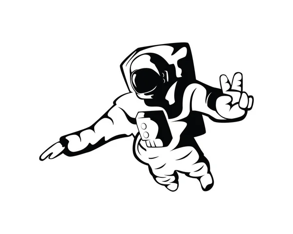 Astronauten Illustration Mit Silhouette Vektor — Stockvektor